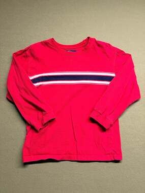 Vintage 90s Boys' Long Sleeve Tee Red with Navy Stripe XL 18-20 100% cotton OCI